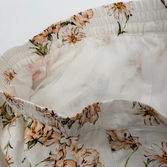 GB Floral Cuffed Lined Linen Blend Feminine Shorts Pockets New Womens Large - Picture 4 of 9